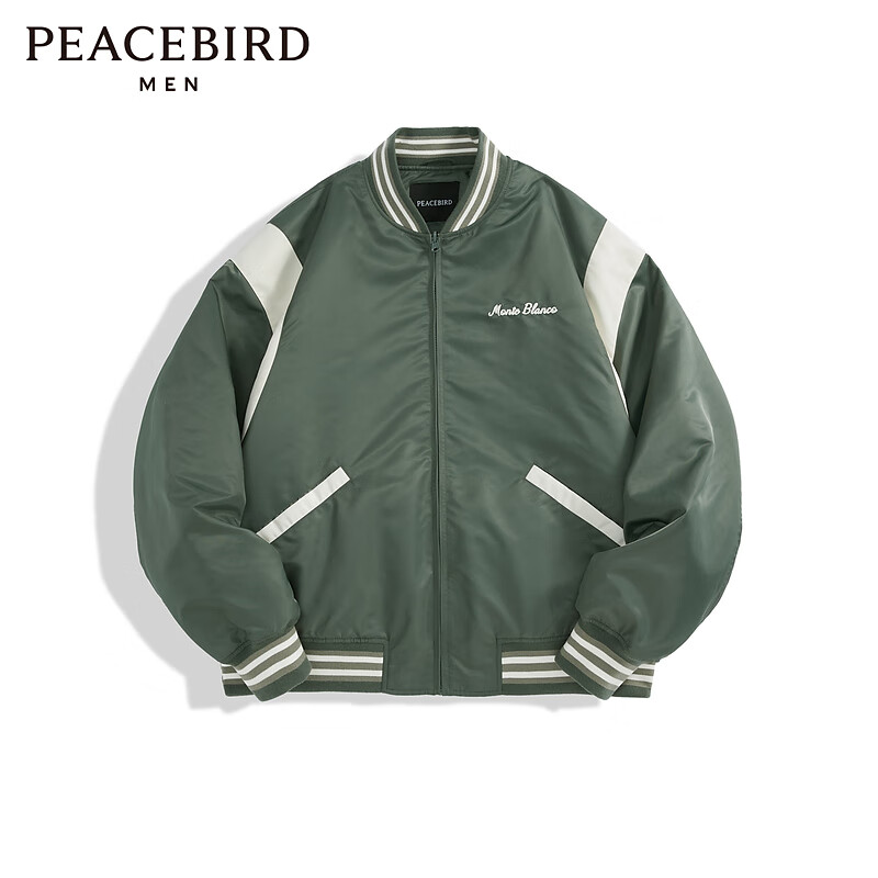 太平鸟男装棒球服外套23冬季夹克 B2BCD4322 绿色1（阔型） S