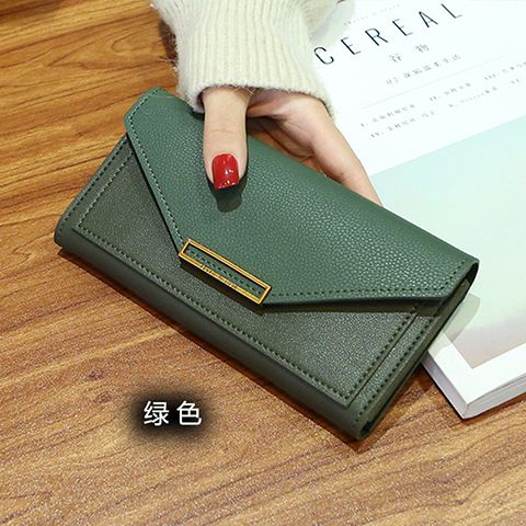 康威赛韩版女士长款钱包时尚钱夹百搭手拿包女2023新款小清新手机包卡包 绿色