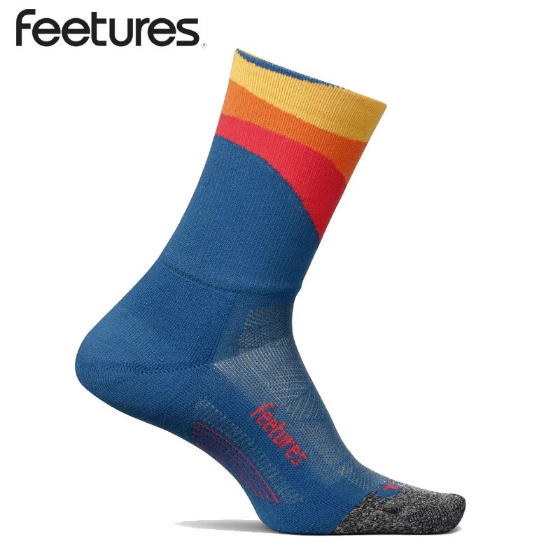 feetures飞鹊美国专业跑步袜马拉松越野运动袜男女短中长筒袜子压缩减震袜 缓冲款-高帮9064759一双 L(42-46)
