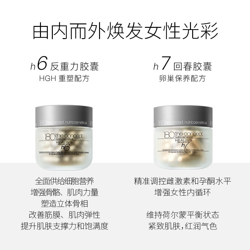180 the concept反重力胶囊h6胶原蛋白肽经典60粒美白抗衰HGH重塑配方 h6+h7双源御龄组合
