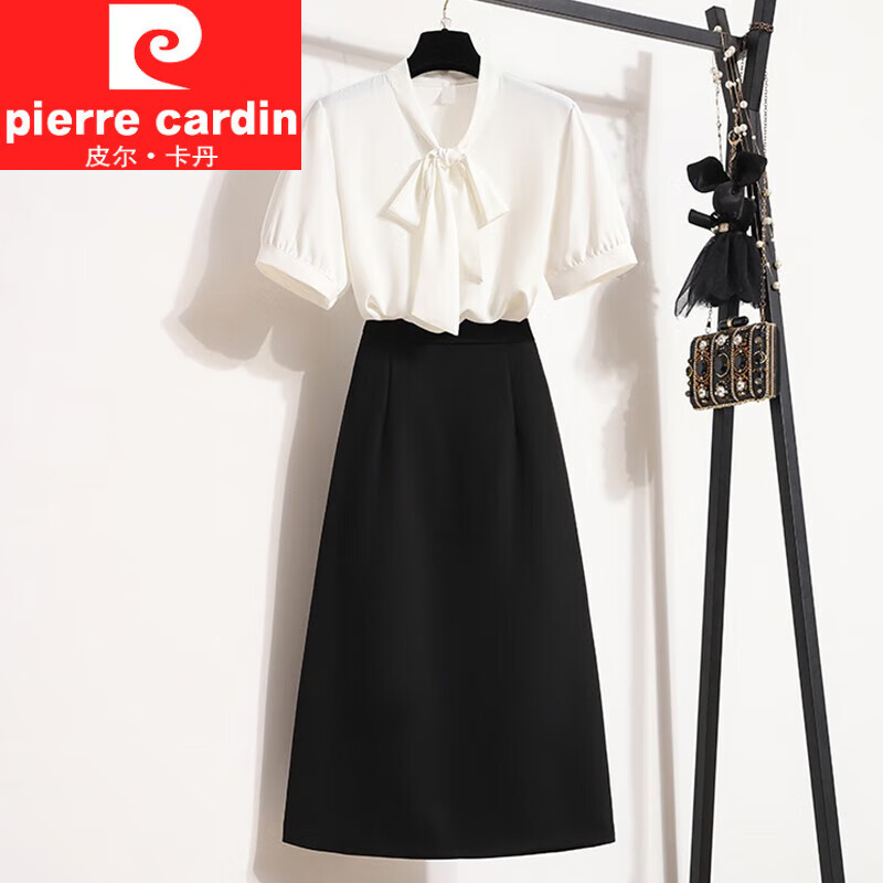 皮尔卡丹（pierre cardin）教师穿搭女装教资面试套装夏季工作服通勤职业裙子正式场合连衣裙 白色套装 S