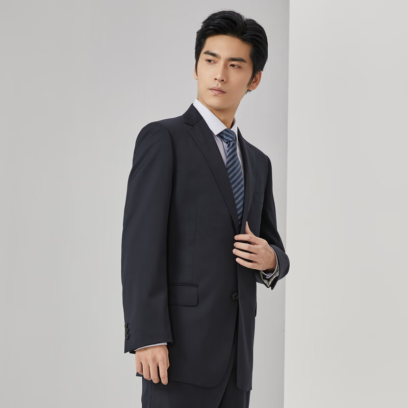 雅戈尔(YOUNGOR)【羊毛混纺】套西上衣男54F款两粒单排扣商务微弹西服商场同款 藏青 M 170/96A