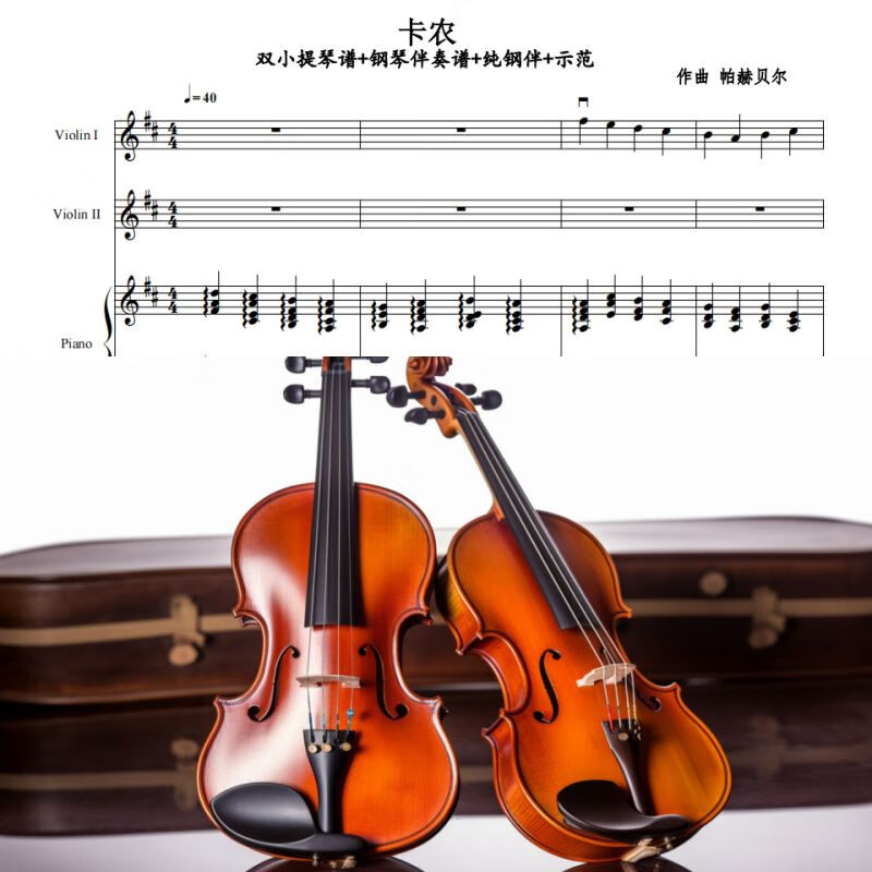 卡农 小提琴二重奏 双小提琴分谱 钢伴谱 伴奏音频 示范音频