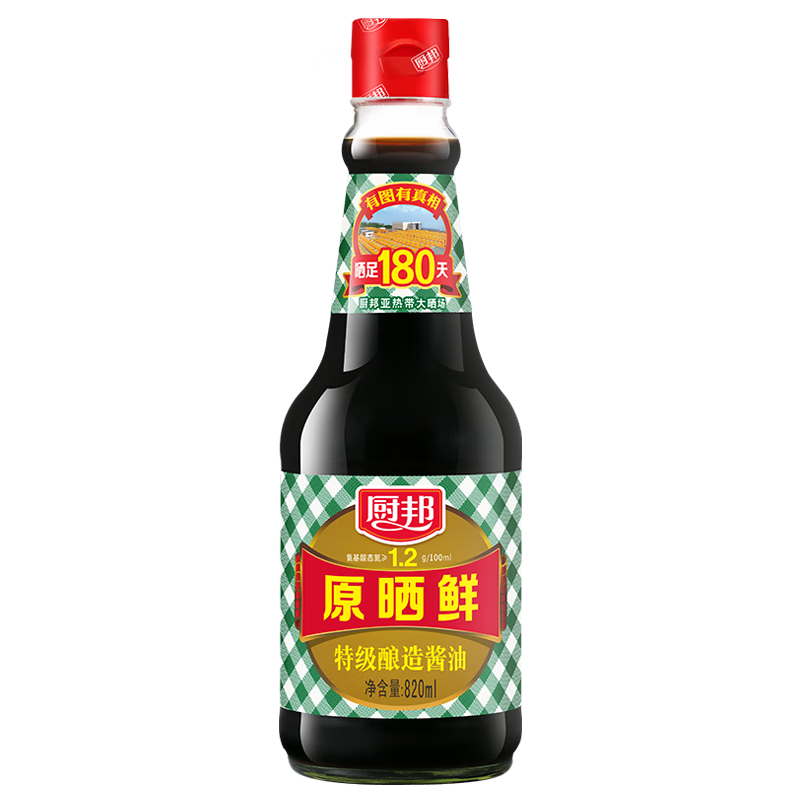 厨邦酱油 原晒鲜系列 生抽 酱油【特级酱油】820ml 酿造酱油 炒菜调味
