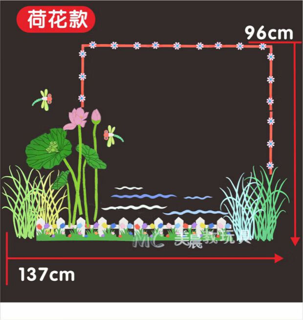 小学班级文化墙贴文化栏黑板报布置组合饰教室黑板报材料 黄色荷花款
