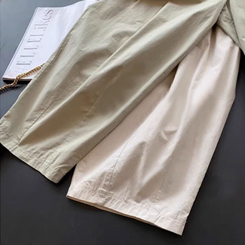 子牧棉麻春装 女文艺复古休闲裤百搭宽松九分哈伦裤萝卜裤裤子5258 黑藏青 L(建议115-125斤)