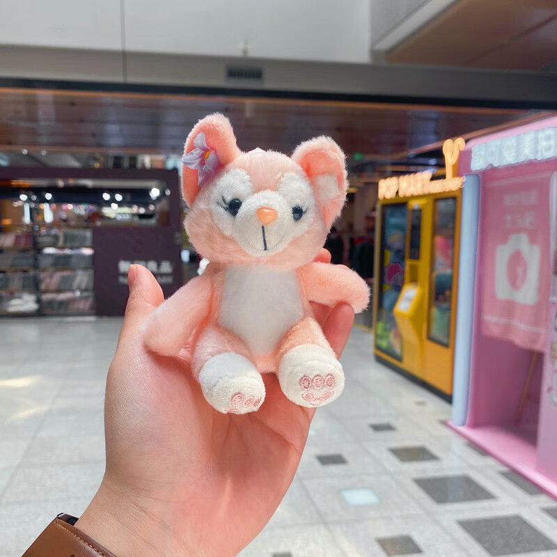 辉兔精品毛绒迪士星黛露贝尔钥匙链书包包包背包钥匙挂件娃娃小挂 坐贝尔配钥匙扣