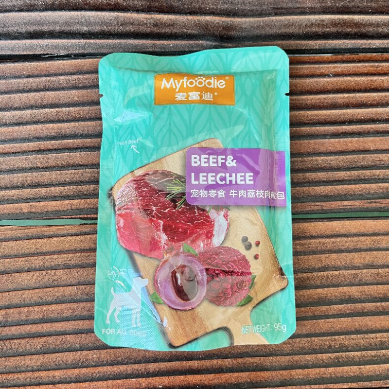柏饞MFD肉粒包95g狗狗罐頭濕糧成幼犬拌狗糧雞肉牛肉寵物零食 犬濕糧95g 牛肉+荔枝