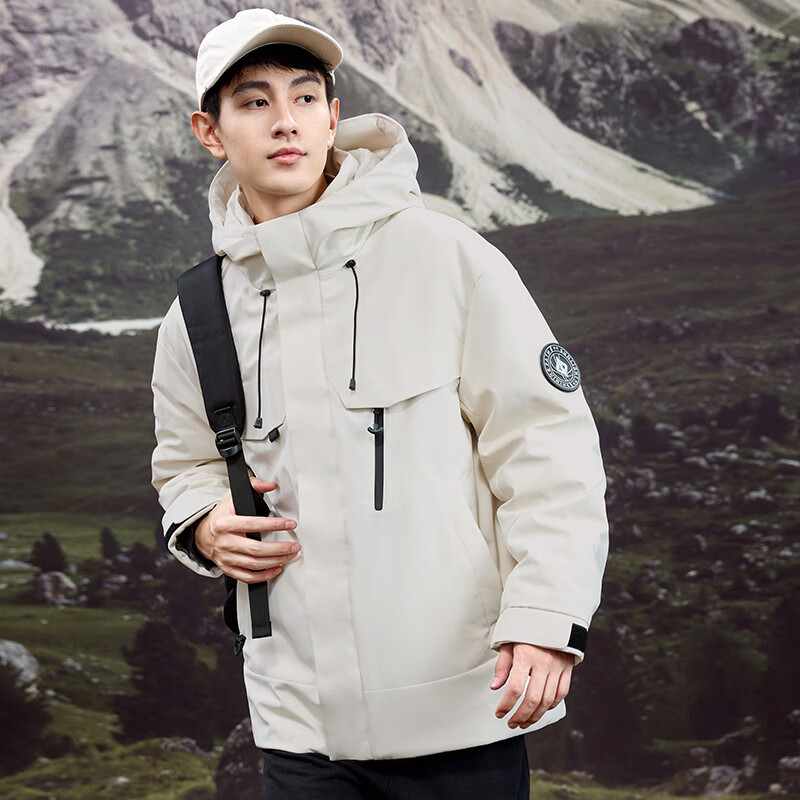 雅鹿许凯明星款情侣款城市户外工装羽绒服羽绒服男女冬季2024新款外套 黑色-男款 L