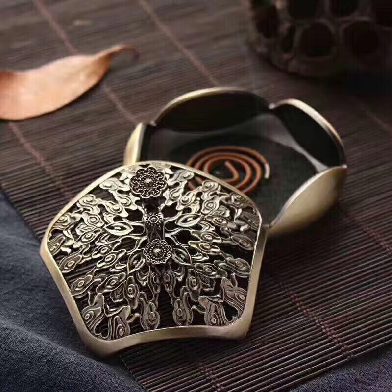 铜合金家用熏香炉茶道创意摆件打香篆炉沉檀香炉 【如意香炉】青铜色