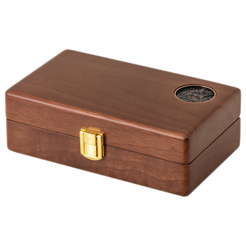 木雅軒實木便攜首飾盒旅行珠寶盒精致禮物耳環(huán)耳釘項鏈戒指首飾收納盒 便攜首飾盒（卡其色絨布）