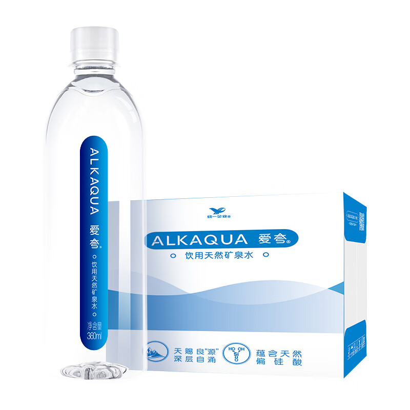 eoagxalkaqua爱夸长白山矿泉水360ml*24瓶整箱偏硅酸小瓶装水 360ml*