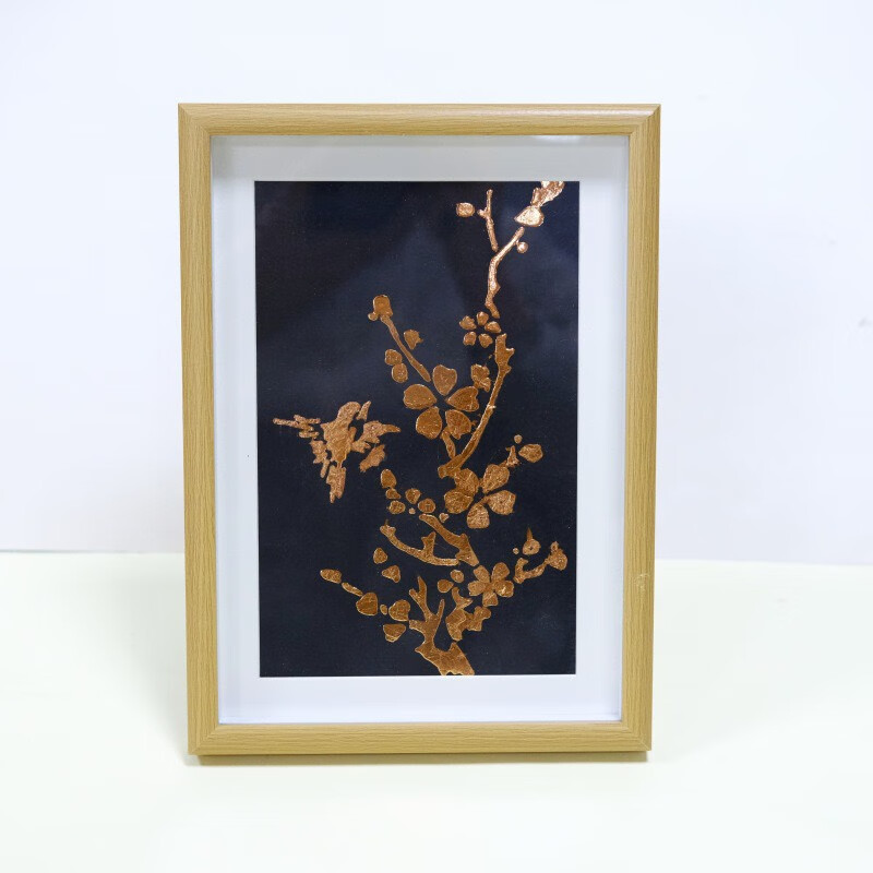 包亲子沙龙手工活动创意礼品摆件相框 金箔画/梅花/黑底 胶水相框底板