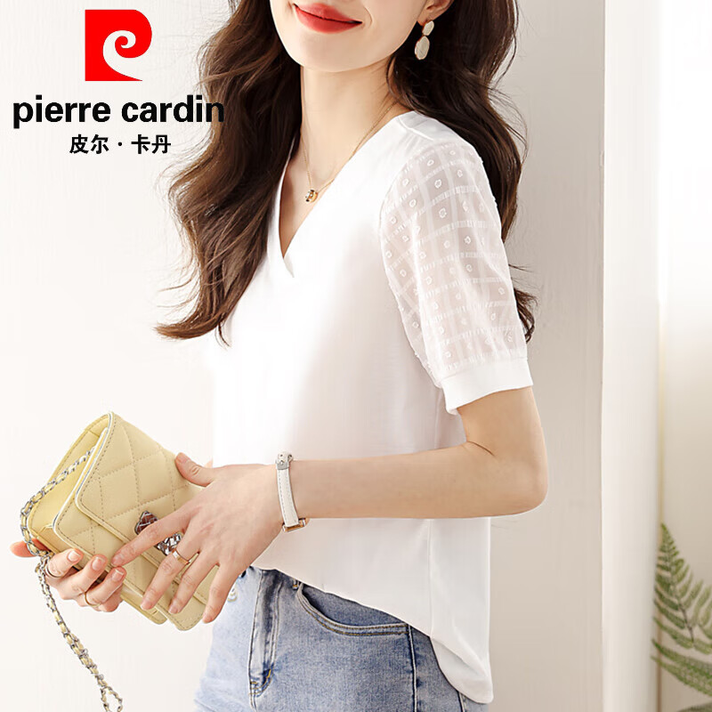 年新款春秋时尚气质v领洋气小衫宽松上衣 白色-品牌旗舰女装十大品牌