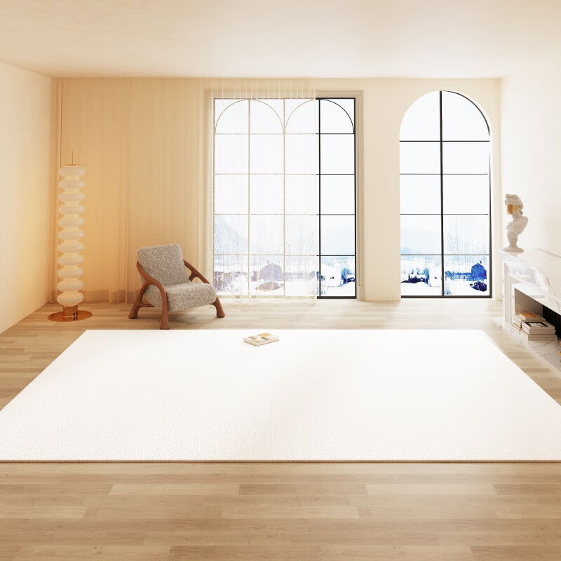 吉暖纯素色日式客厅地毯卧室侘寂风简约沙发茶几衣帽间中式禅意风 纯