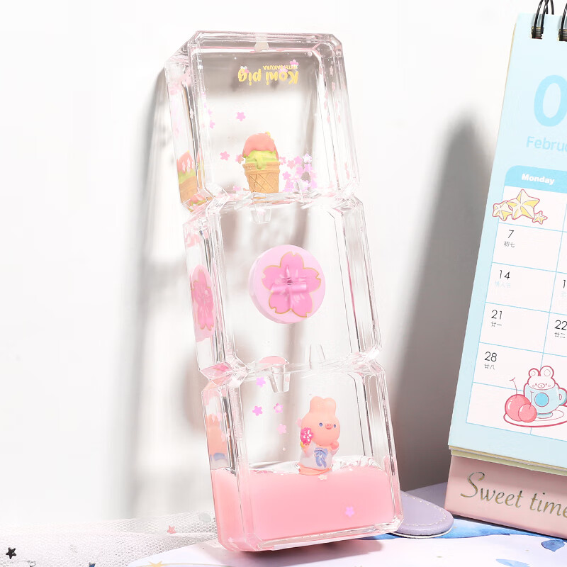 gjxbp解压沙漏水液体创意樱花油漏摆件玩具抖音网红减压水滴液体沙漏