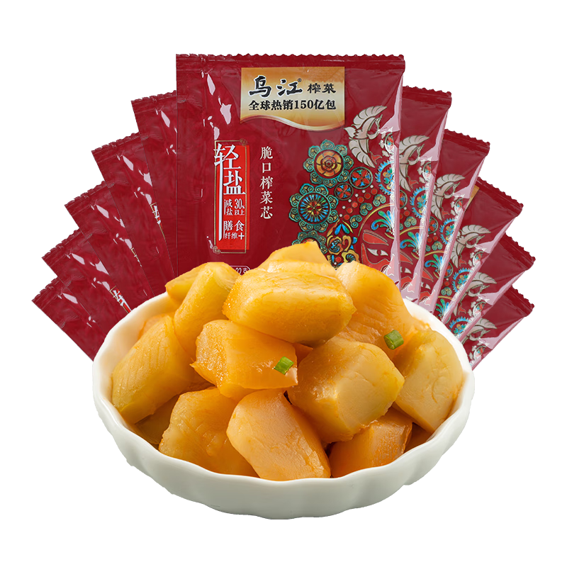 乌江 清淡脆口榨菜丝榨菜芯轻盐小包装下饭菜咸菜正宗清淡榨菜开味菜 乌江脆口榨菜芯22g*5袋