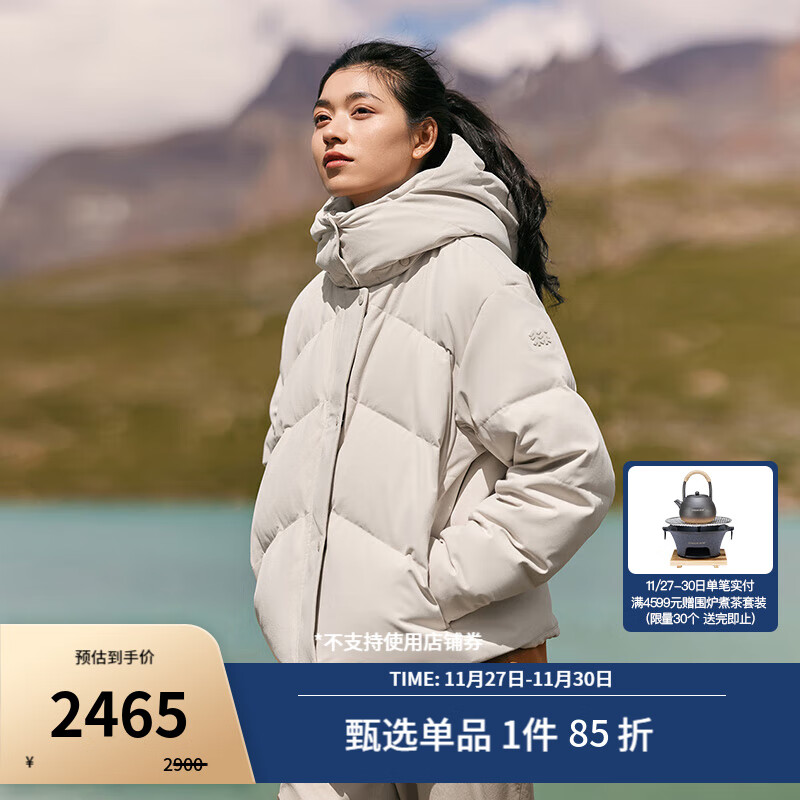 KOLON SPORT/可隆SECO羽绒服女子户外运动防风保暖云朵鹅绒服 LKDJ3WTT62-OT燕麦灰 165/M