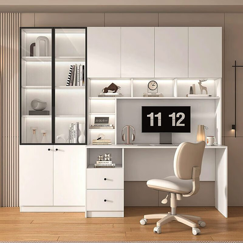 榕楚书桌定制家用实木书桌书桌书柜一体书桌卧室学习桌高端家用书桌 长120cm四门木柜(桌+80cm书柜)