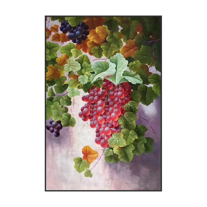 彩象新中式紫气东来客厅纯手绘葡萄油画玄关餐厅装饰画走廊过道挂画