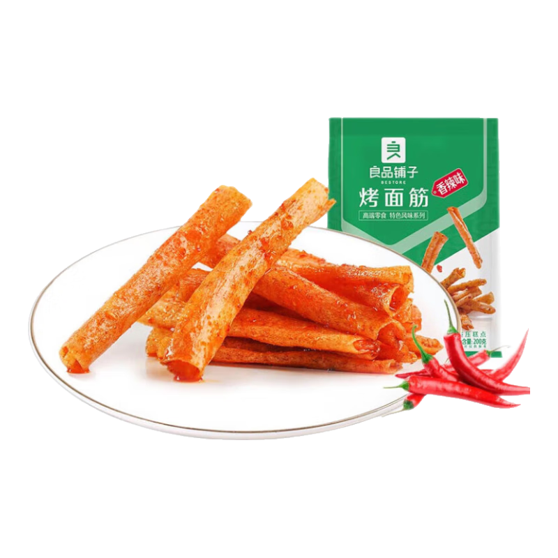 良品铺子 烤面筋香辣味辣皮辣片网红辣条小零食休闲小吃200g