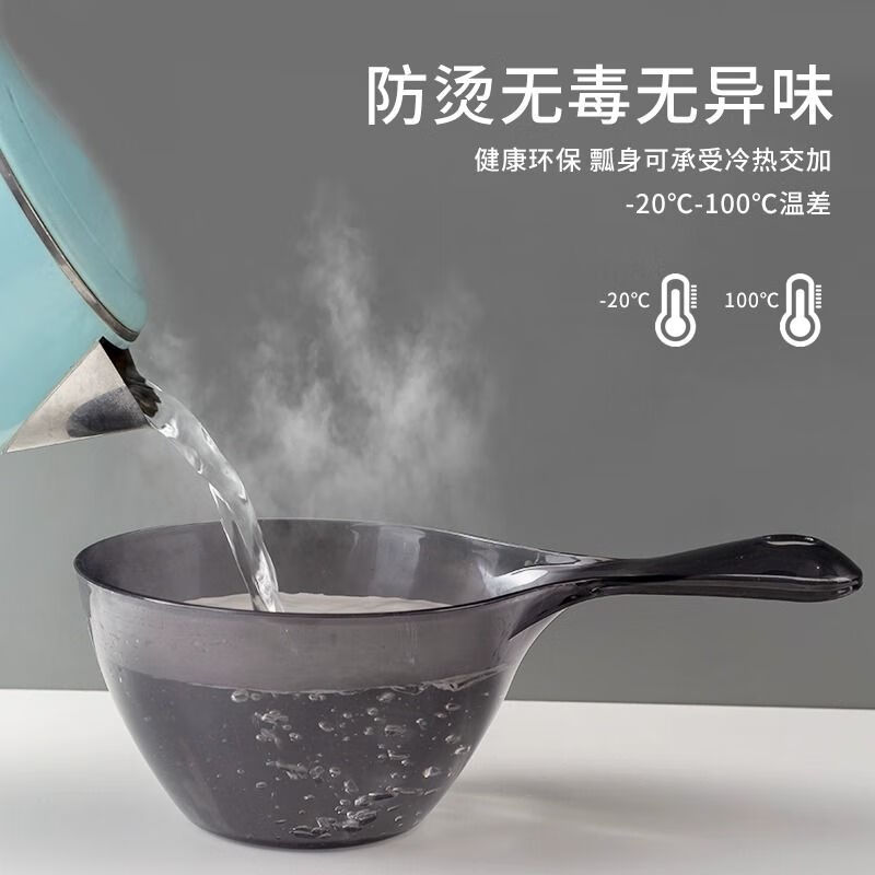 【甄选百货】家用厨房摔不破水勺加深加厚长柄塑料大号创意透明舀 透明水瓢-灰色-1个装