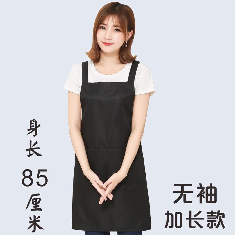 席佰理發(fā)師工作服不沾發(fā) 黑色薄款滑料不粘碎頭發(fā)圍裙美發(fā)店剪發(fā)小工 無袖加長款