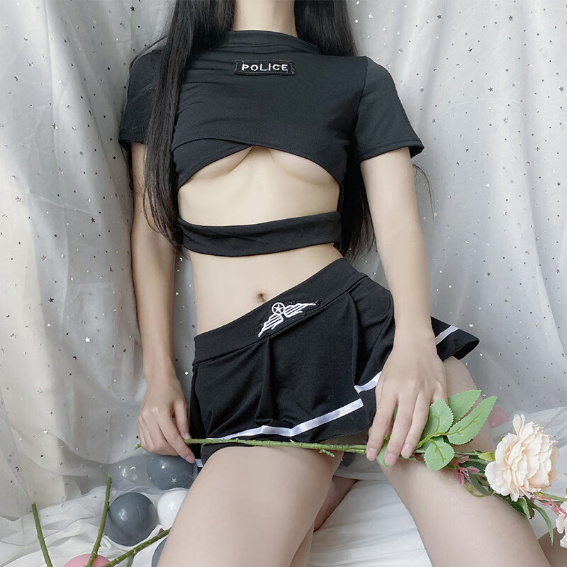 爱如如厂家货新款学生制服诱惑性感秘书空姐教师角色扮演 黑色 S