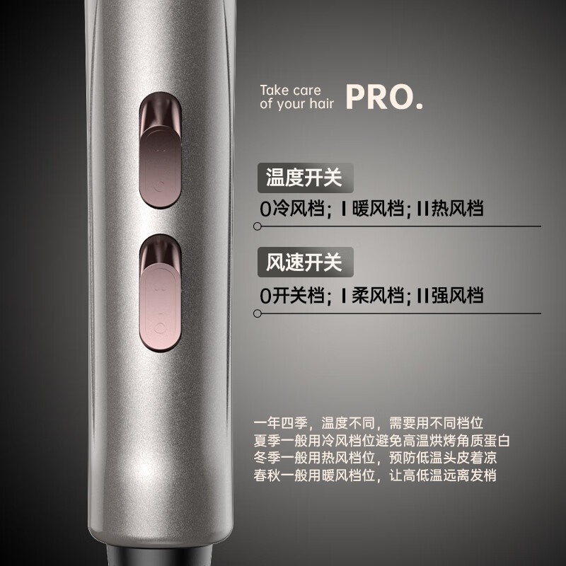诺美丝吹风机家用负离子大功率不伤发电吹风发廊理发店专用吹风筒速干 旗舰版纯铜AC电机 灰【家用】