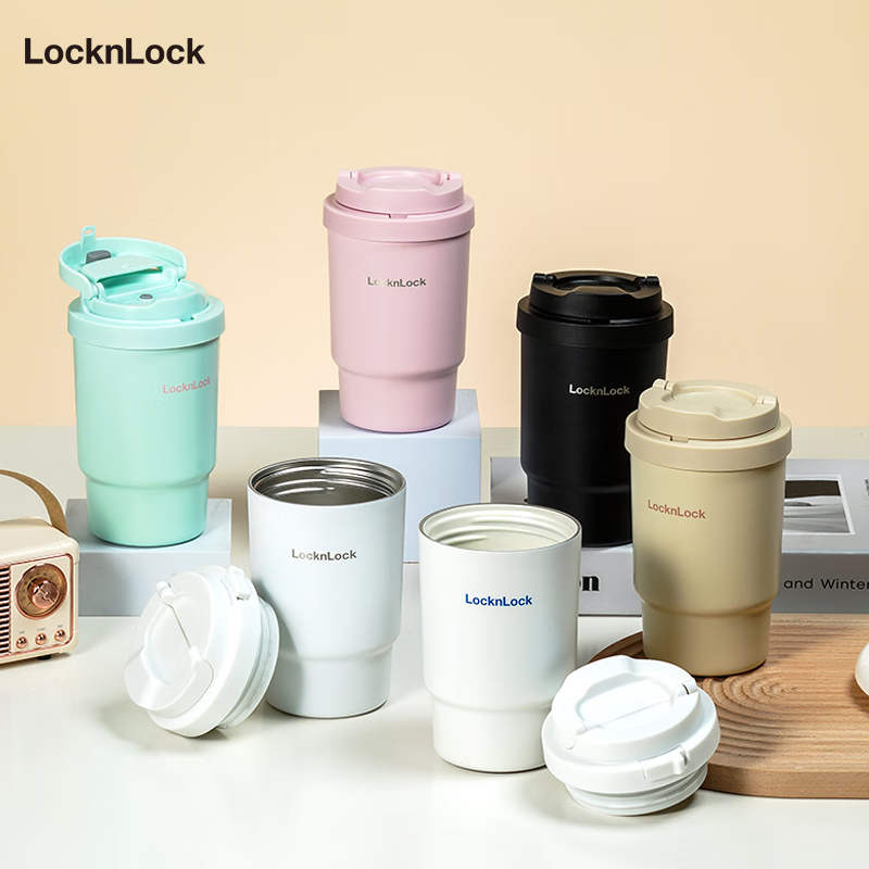 乐扣乐扣（LOCK&LOCK）304不锈钢陶瓷覆层内胆保温杯咖啡杯男女学生水杯【年会福利】 米咖色【陶瓷覆层内胆】 400ml