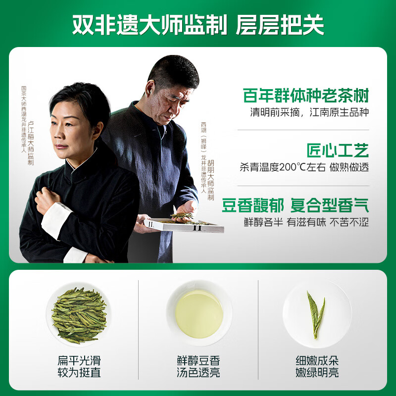 卢正浩绿茶上瘾龙井茶叶一级200g 2024新茶明前老树龙井纸包自饮送礼