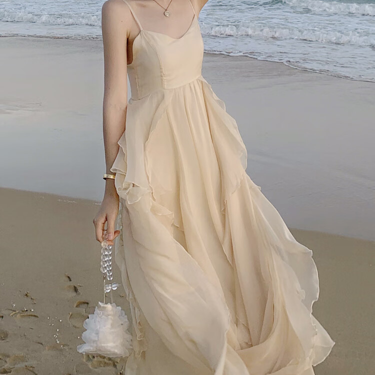 vjze沙滩裙女海边度假长裙小个子旅游穿搭连衣裙适合三亚旅行拍照好看