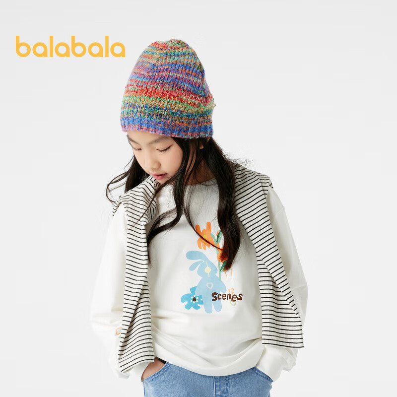 巴拉巴拉童装女童长袖T恤秋装卫衣印花宽松24100005