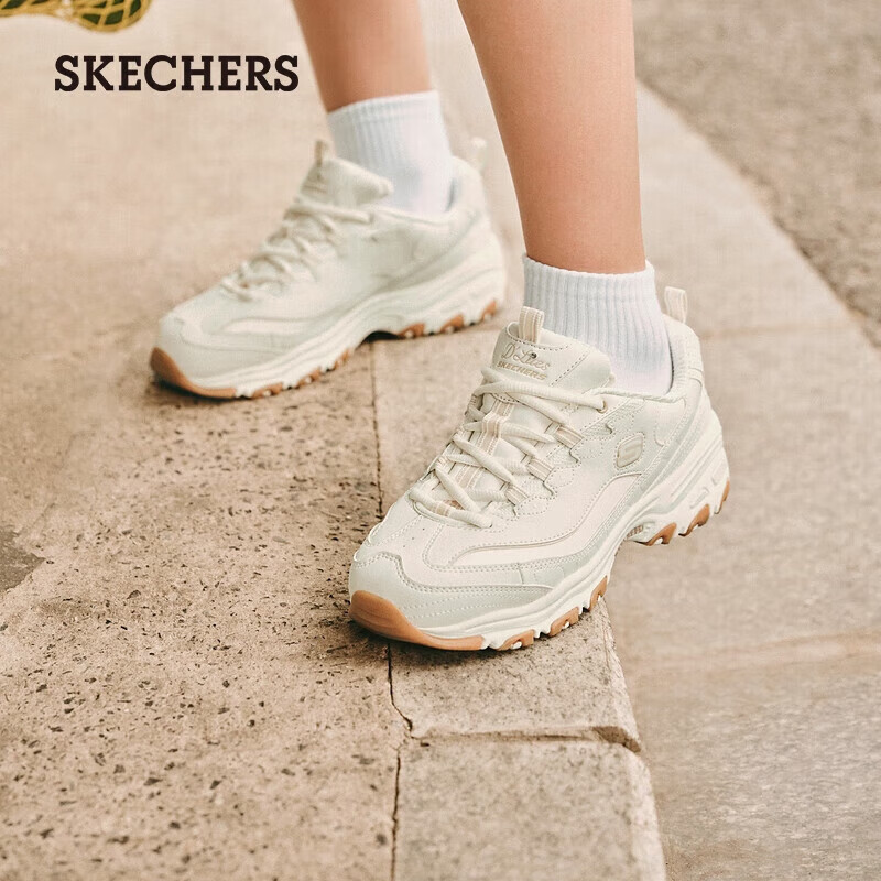 斯凯奇（Skechers）时尚老爹鞋女厚底增高休闲鞋运动鞋女149807 乳白色556 37.50 