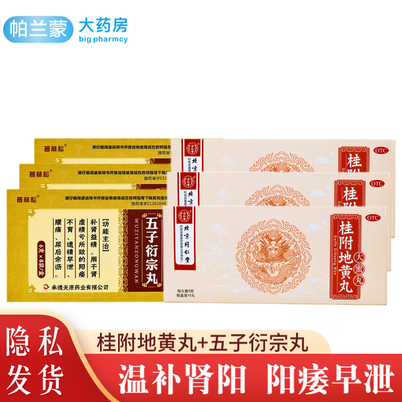 同仁堂桂附地黄丸10丸大蜜丸 温补肾阳 男性女士夜尿多治尿频药贵妇