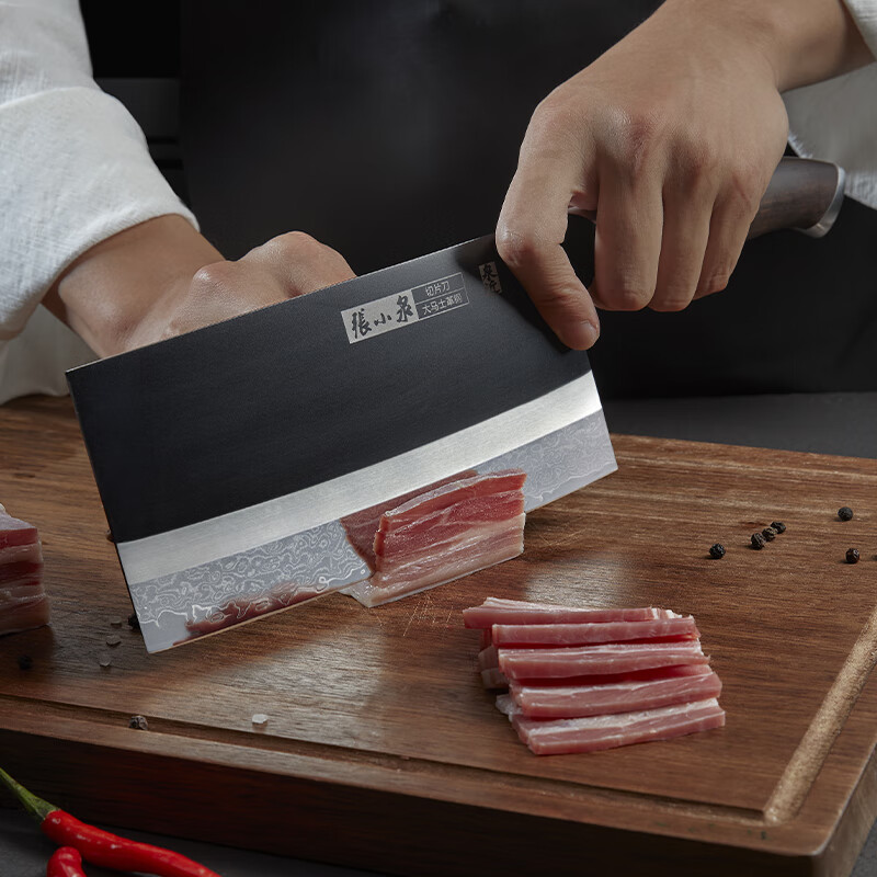 张小泉闲云系列大马士革钢刀家用菜刀切片刀肉片刀具 切片+小厨刀二件套