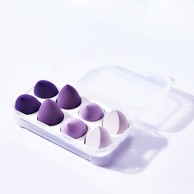 YAHLIGS粉扑/洗脸扑美妆扑4/8个装粉扑软化妆蛋带收纳盒 4#黑莓奶昔(8只) 1件