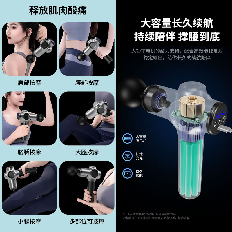 志高筋膜枪肌肉按摩器全身按摩仪颈椎腿部腰部运动专业级经膜筋膜枪按摩棒生日礼物送长辈父母男女朋友 【99档力度调节+8款专业按摩头+高频振动】