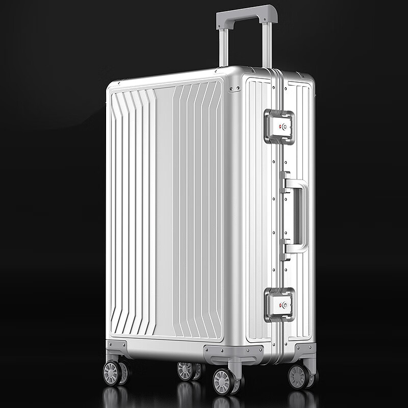 EBEN高档拉杆箱铝镁合金密码箱24英寸N606旅行箱时尚男式密码登机箱 银色 20寸