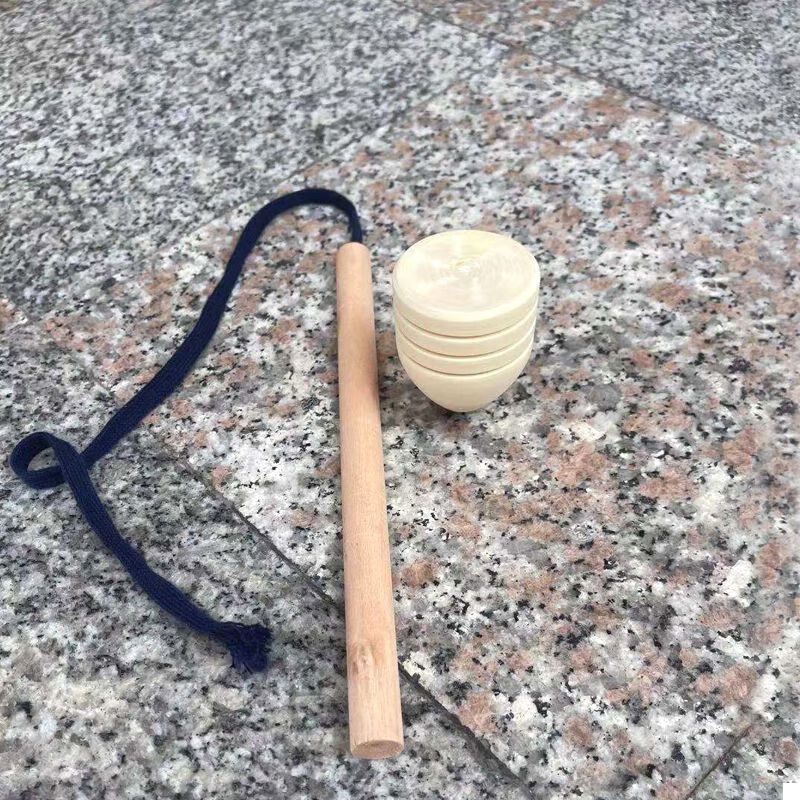 冰尜儿陀螺实木槐木杏木发光冰嘎儿童成人健身木质打驼螺鞭绳中老 杏