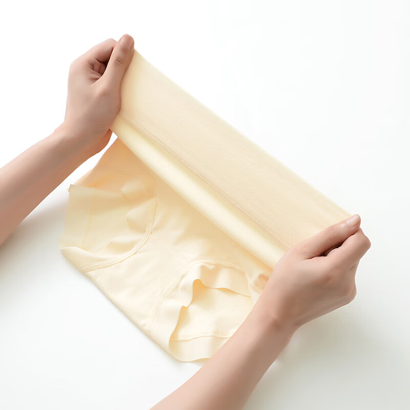 Cofni女士纯色高档棉柔高腰收腹无痕内裤女加大加宽胖MM抗菌三角短裤女 4条礼盒装:粉色+白色+黄色+深绿 3XL:(建议160-210斤)