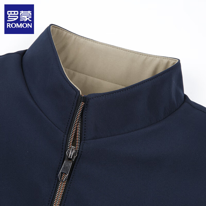 罗蒙（ROMON）夹克男立领秋冬季新款保暖中青年加棉行政男士茄克衫男装上衣2388 藏青加棉 175