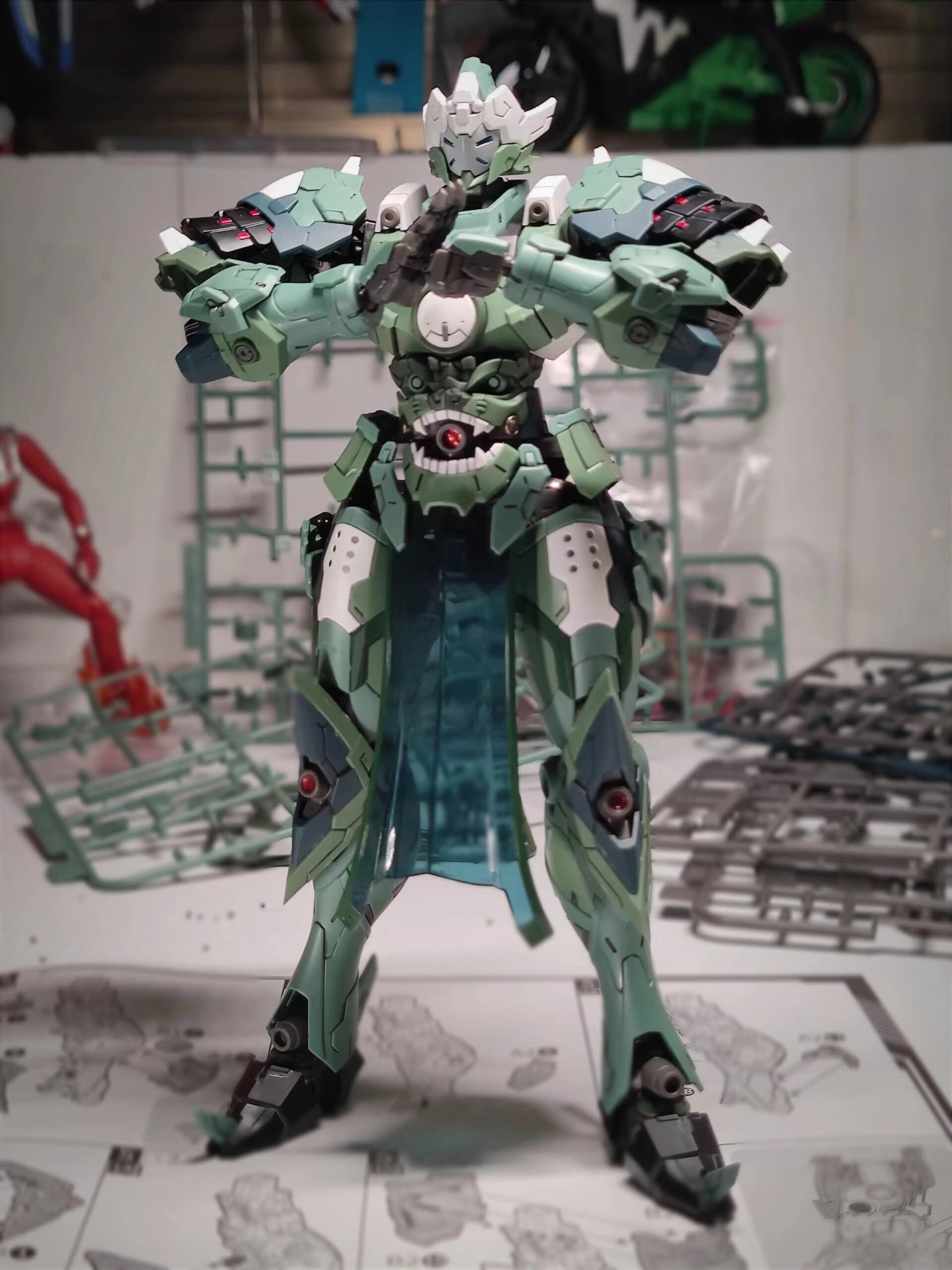 狮奥利兴威远式魔改金属色国风拼装模型三国吕布湘中骑士高达盲盒狼王