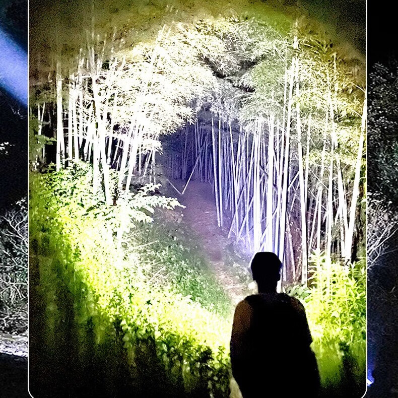 暗月手电筒强光变焦超长续航远射亮Type-C充电家用便携户外骑行应急灯 白激光爆亮(液晶电量显示)