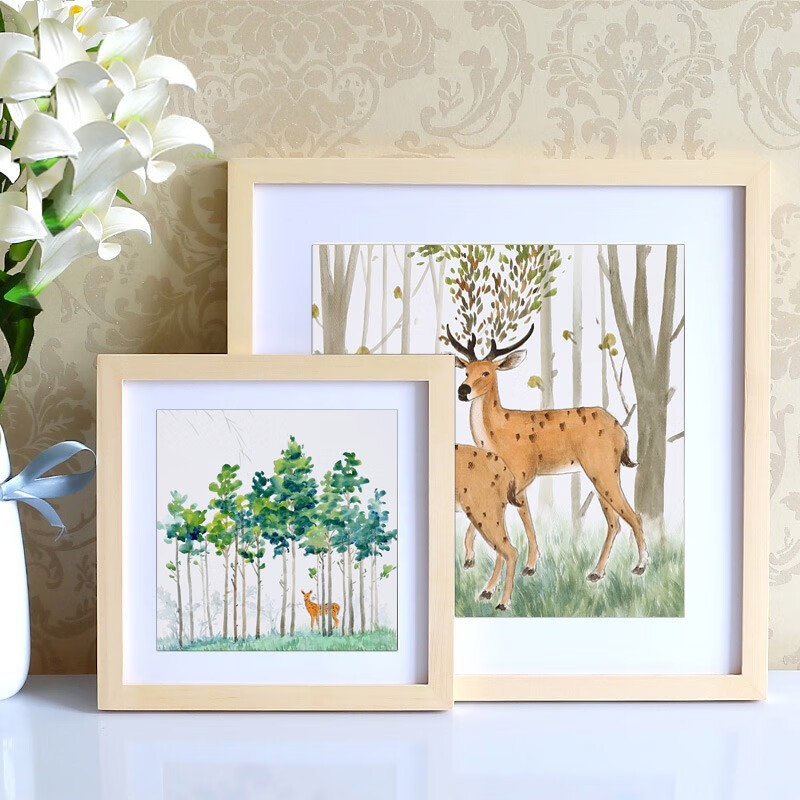 钻石裱画框装裱框油画框框十字绣相框挂墙 原木色 18寸挂式【可放45