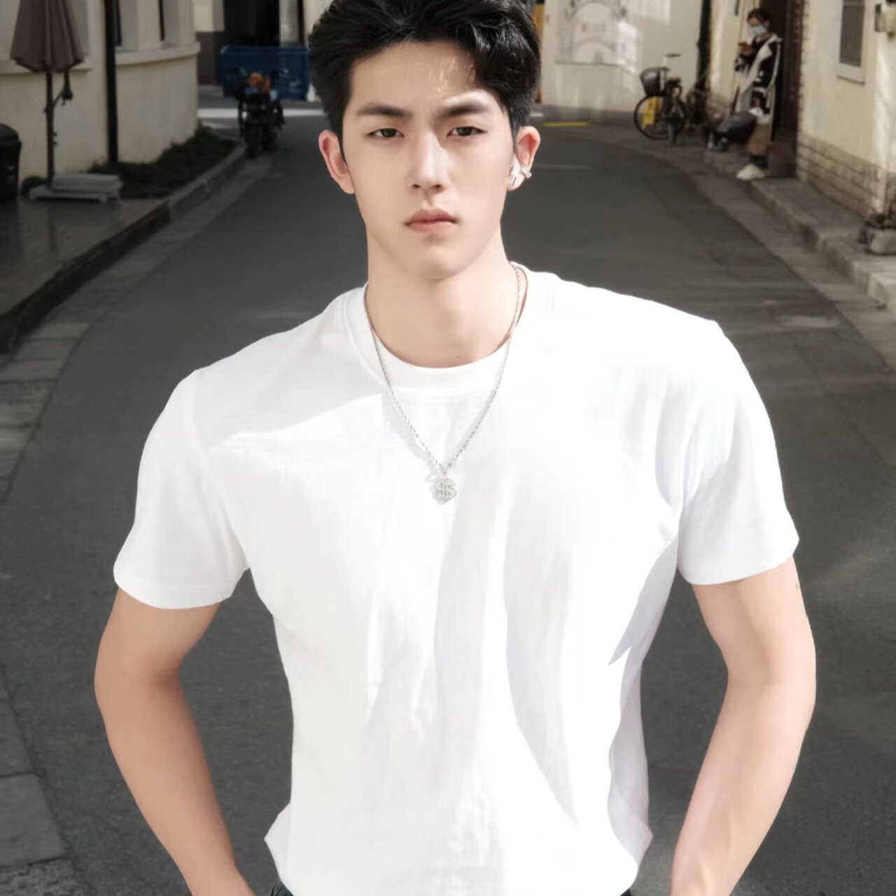 wait await紧身打底衫圆领男长1袖t恤舒适内搭重磅纯色短1袖t恤女宽松