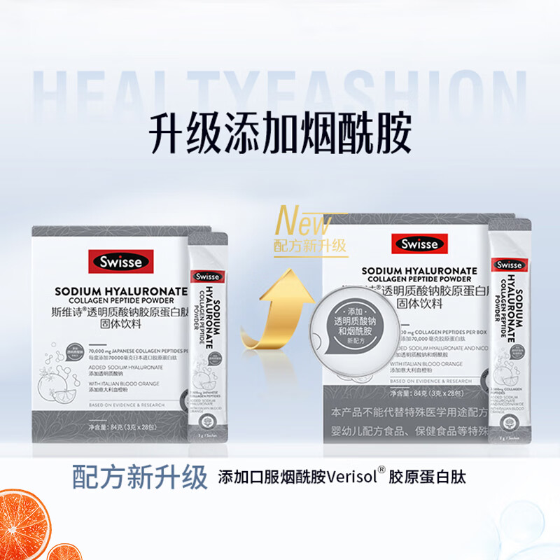 Swisse斯维诗透明质酸钠胶原蛋白肽粉固体饮料口服玻尿酸烟酰胶原水光粉 胶原水光粉 28条*1盒 四维焕活美肌