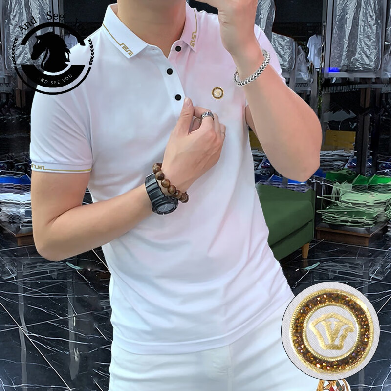ANDSEEYOU 品牌POLO衫男2025新款冰丝棉男士Polo衫舒适百搭翻领精品男装 白色 M