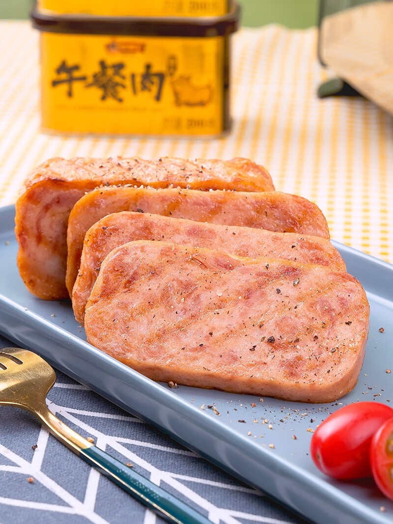 林家铺子金罐午餐肉罐头200g即食猪肉罐头火锅 90以上肉含量 4罐