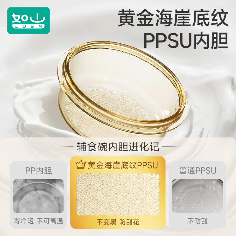 如山不锈钢宝宝辅食碗婴儿吃饭专用防摔防烫碗儿童餐具注水保温碗 恐龙米不锈钢内胆+过滤吸管